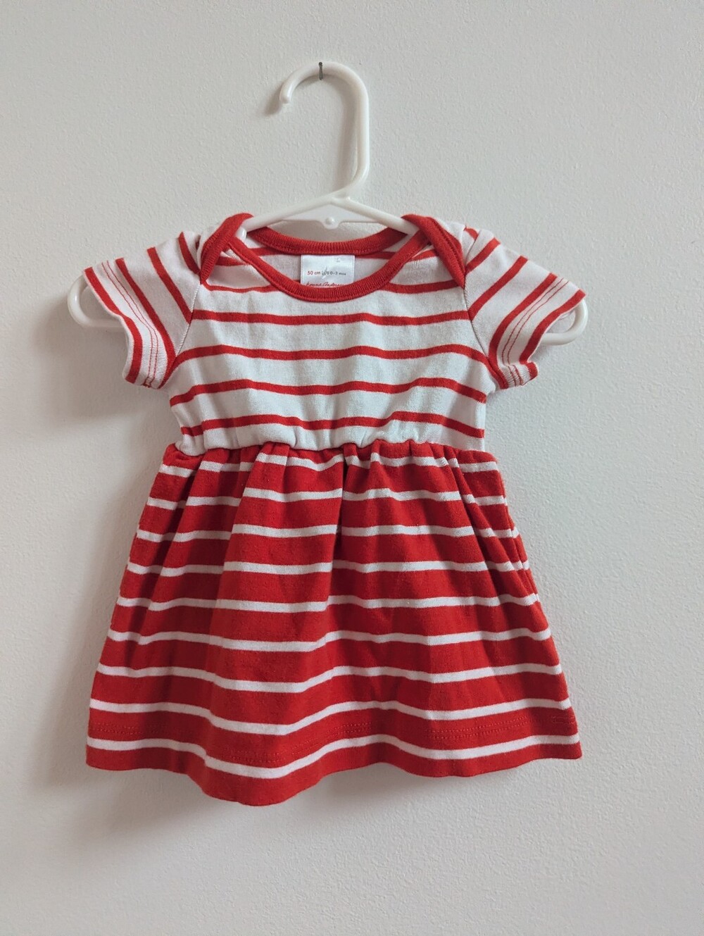 Hanna Andersson Twirly Cotton Dress 0-3m Red Stripe Baby Girls Organic